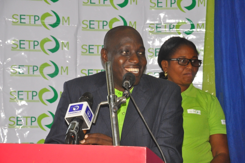 A SETPOM representative addressing guests at the E-Squad launch