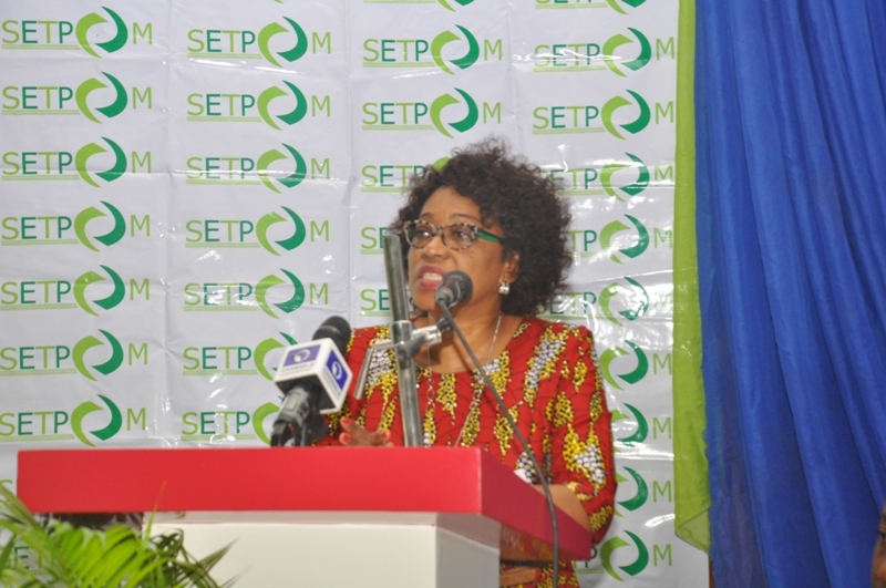 Mrs Dorothy Bassey delivering an address at the SETPOM E-Squad launch